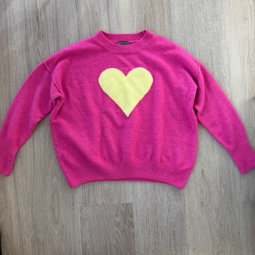 Vince Camuto Pink Heart Sweater